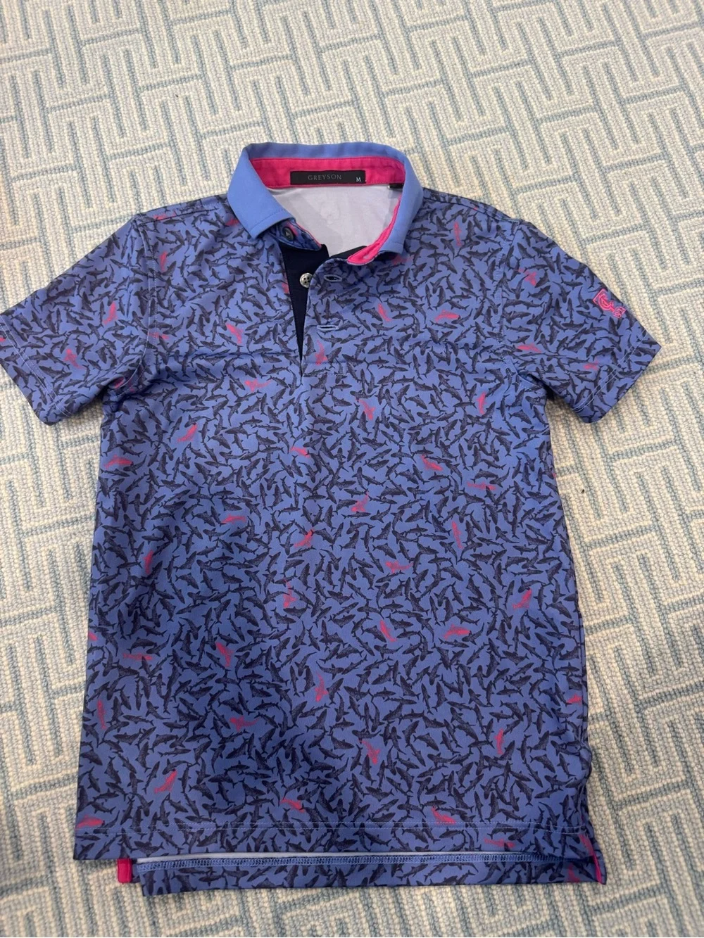 Greyson Kid’s Blue Patterned Polo/ golf Shirt